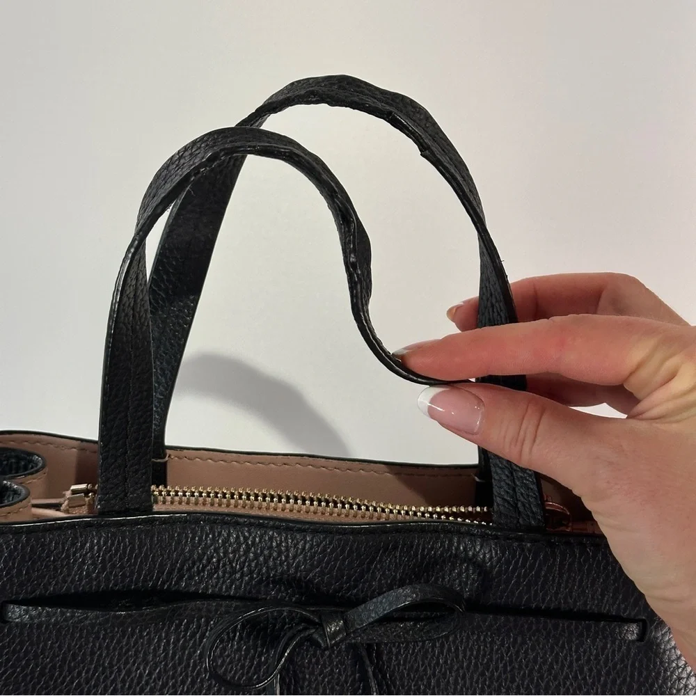 Kate Spade Zip Top Work Tote Structured Leather Black